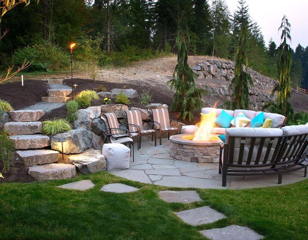 down sloped backyard ideas