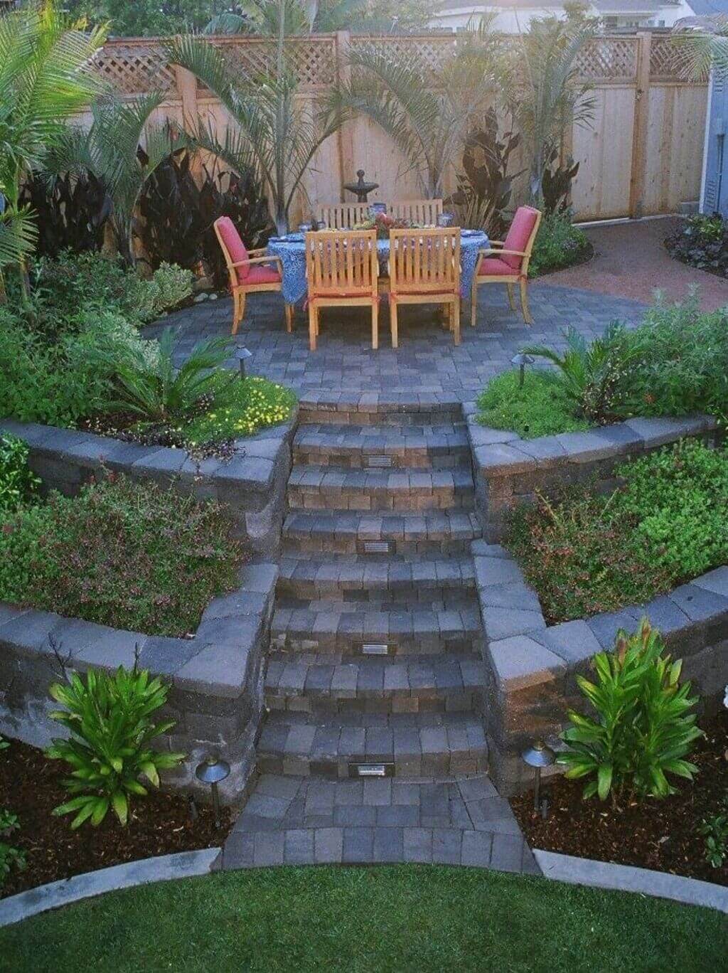 down sloped backyard ideas