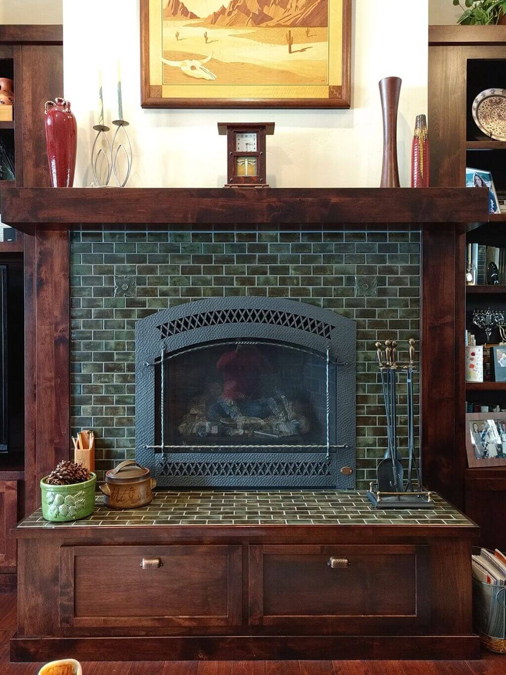 Fireplace Tile Ideas: Vintage Square Tiles 