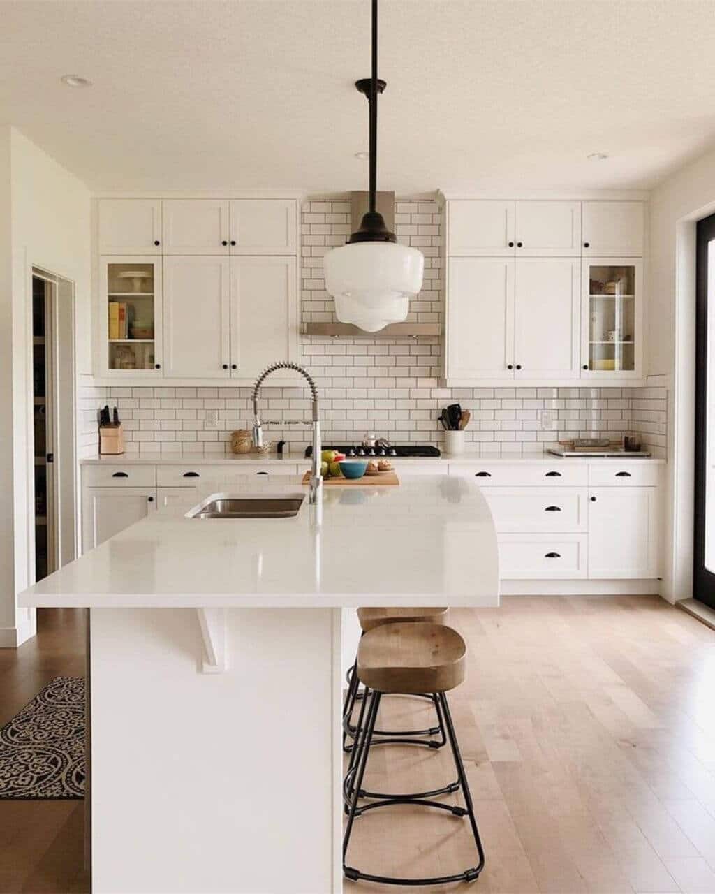 Nostalgic White Tiles cabinet kitchen backsplash idea
