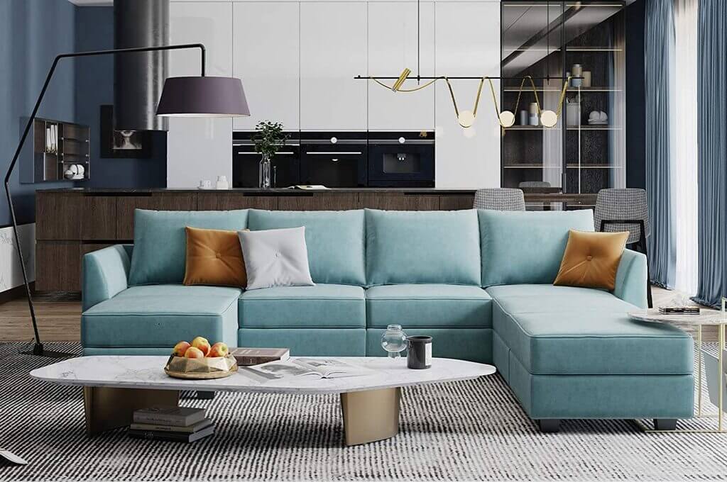 Convertible Sectional Sofa U Shaped Couch: