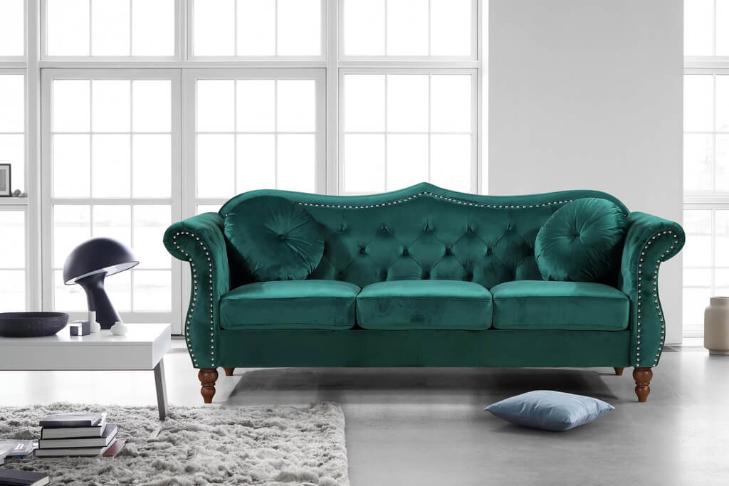 best green velvet sofa