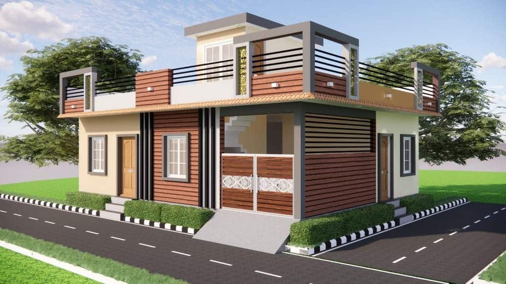 Single-Story House Front Elevation Design