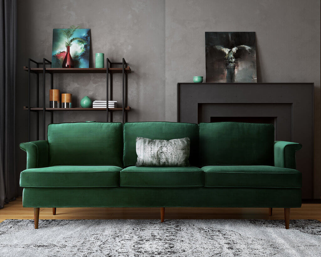 Dark green couch living room