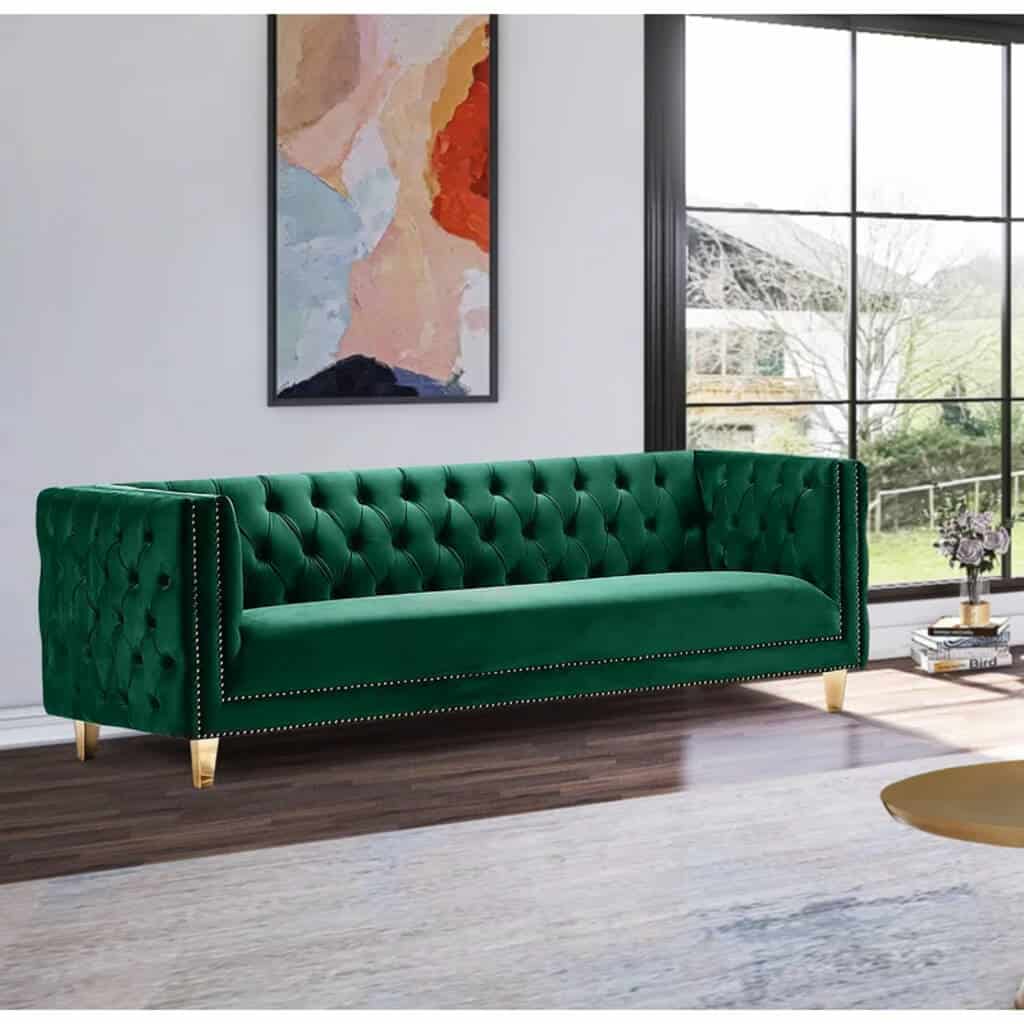 Transitional Square Arm Tuxedo Sofa 