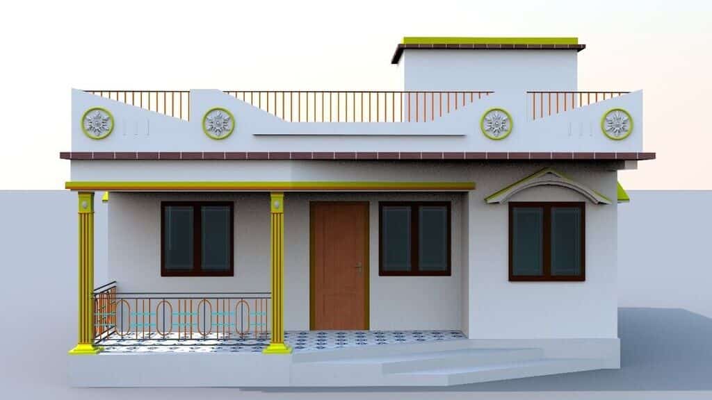 simple home design in village single floor