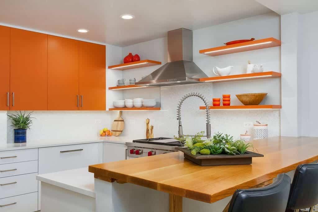  Orange + White tone kitchen cabinets 
