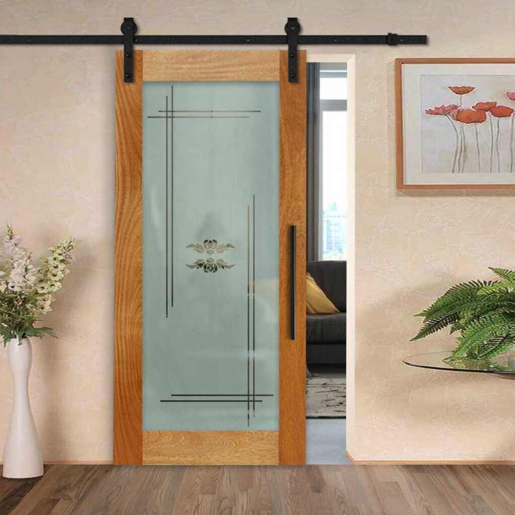 Interior Barn Doors with Frosted Glass