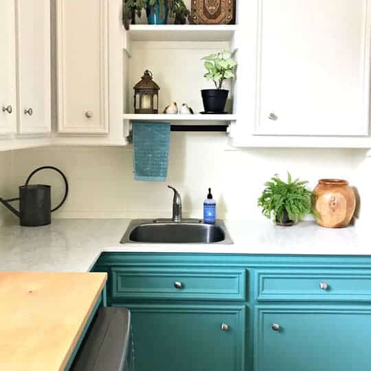  Teal + White  kitchen cabinets 