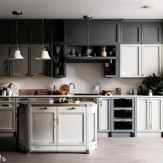  Gray + White kitchen cabinets 