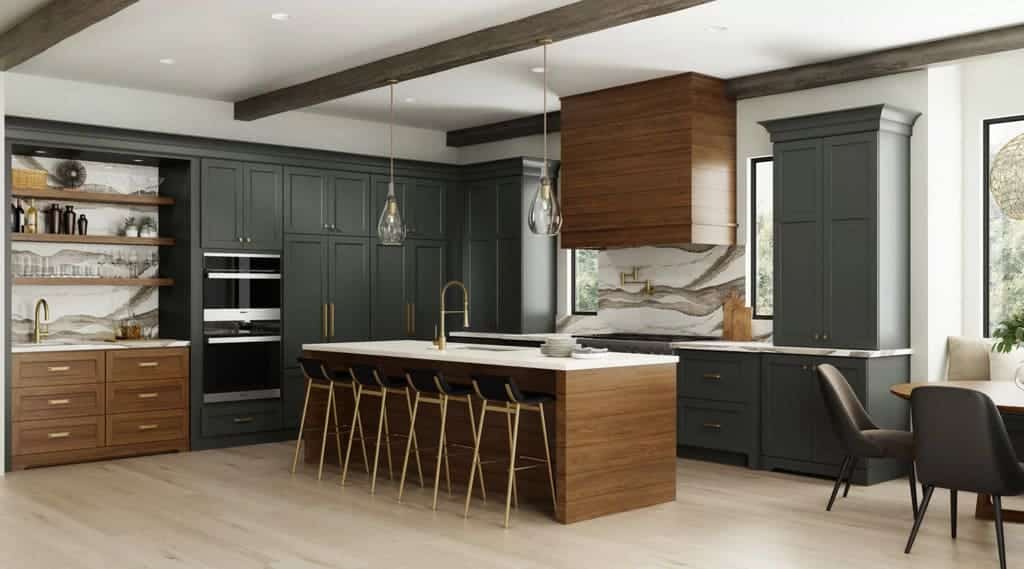 Gray + Wood kitchen cabinets 