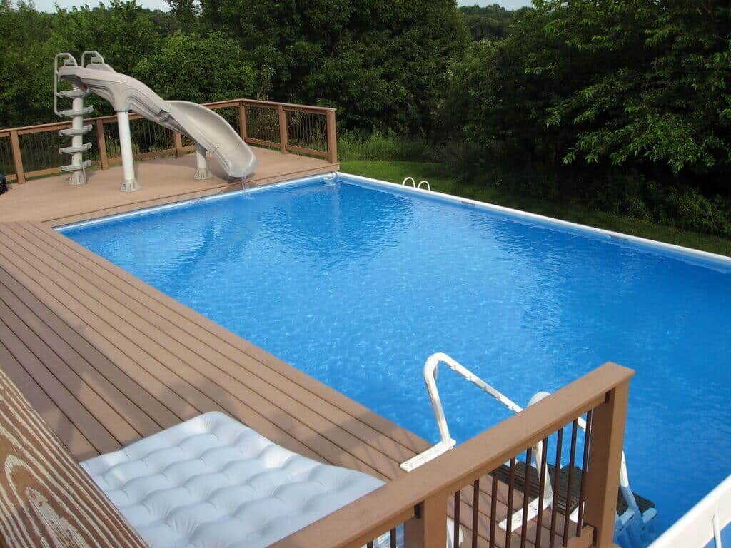 Above Ground Pool Deck Ideas with Slide