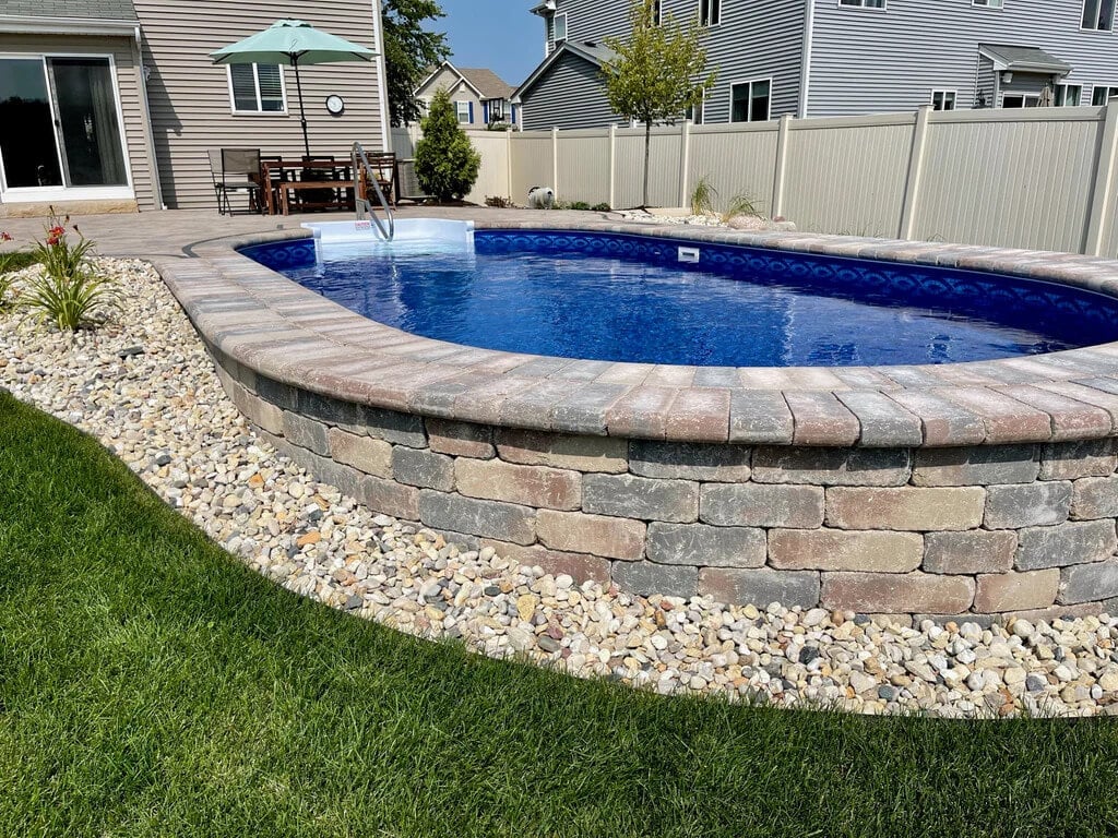 Stone Above Ground Pools with Deck
