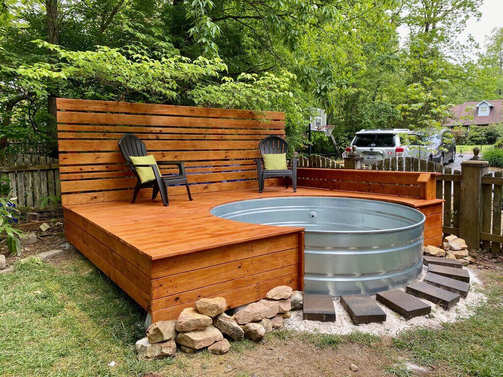 A Stock Tank Pool above ground pools with decks