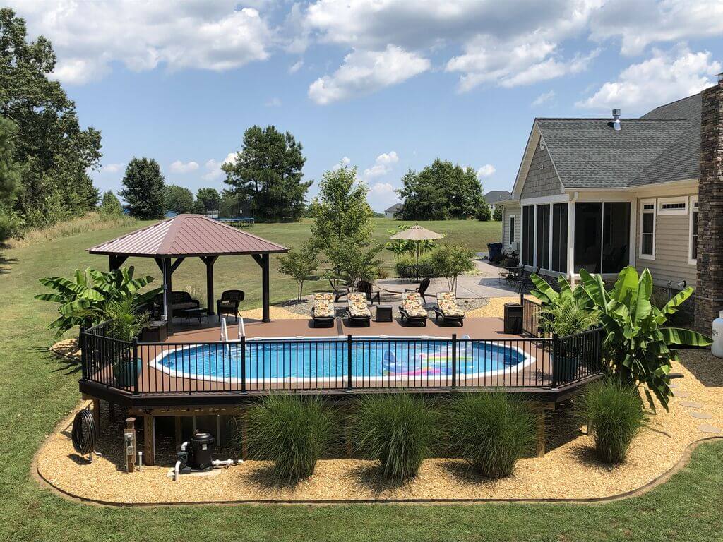 cheap above ground pool with deck