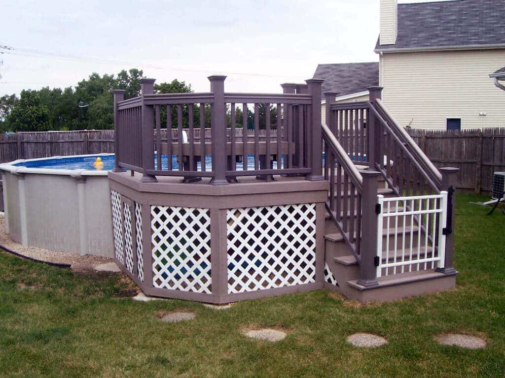permanent above ground pool with deck design idea