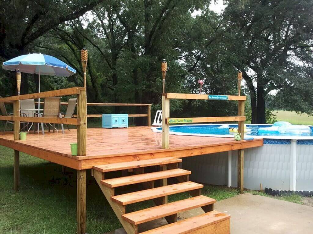 Wooden Above Ground Pools with Decks simple above ground pool deck