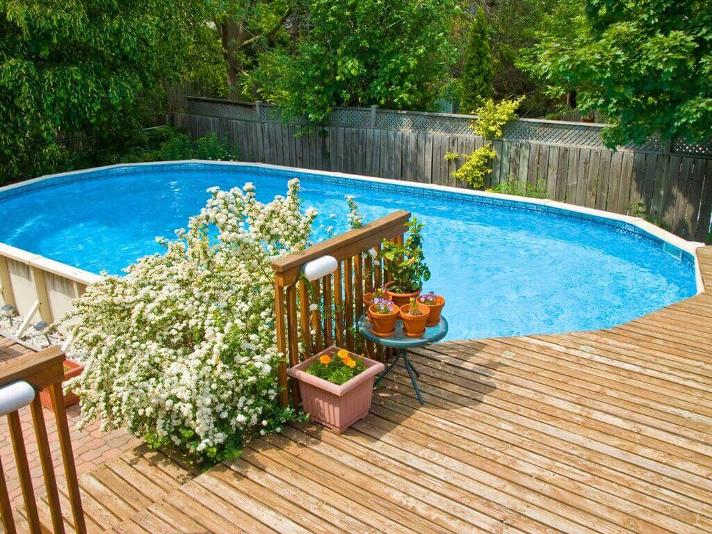  Floating in the Flowers simple above ground pool deck