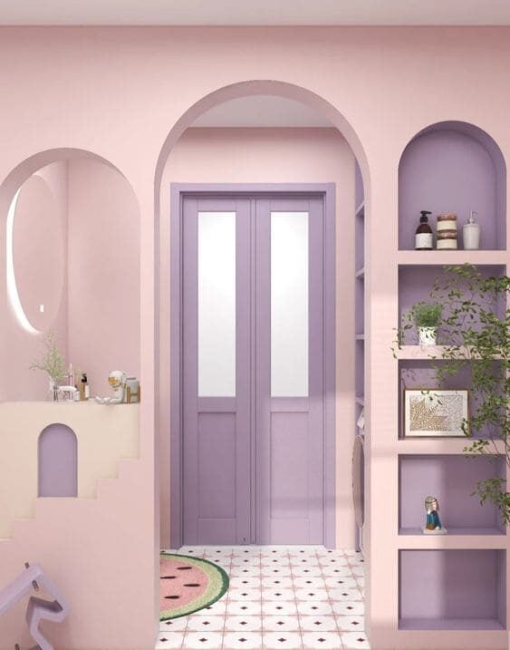 Cream with Purple home interior color