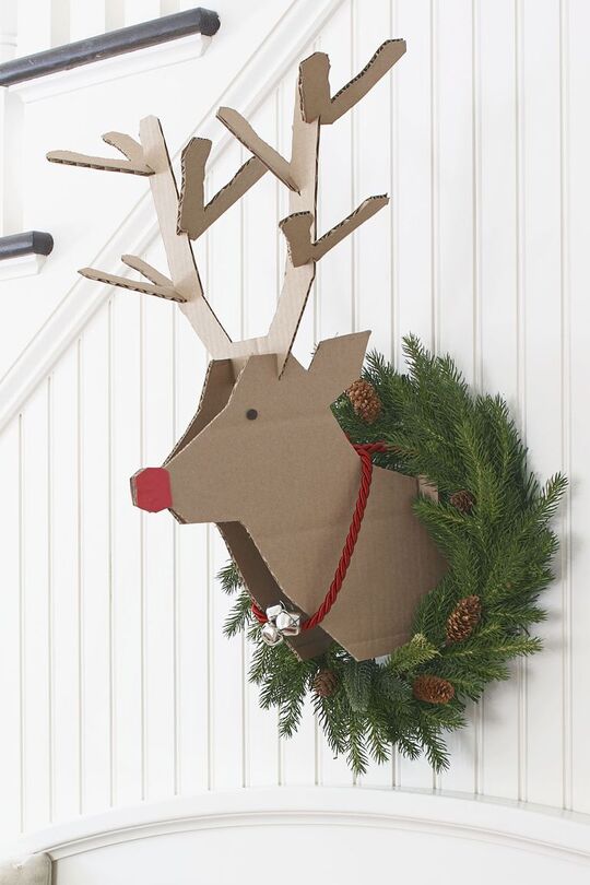 Cardboard Reindeer Bust Wreath