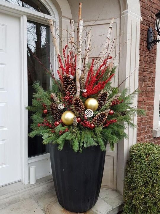 Planters Filled with Festive Decor