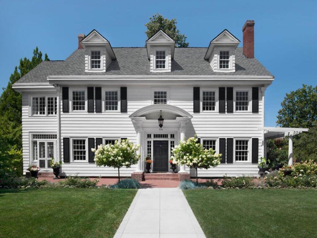 White + Brown + Black best exterior house color schemes