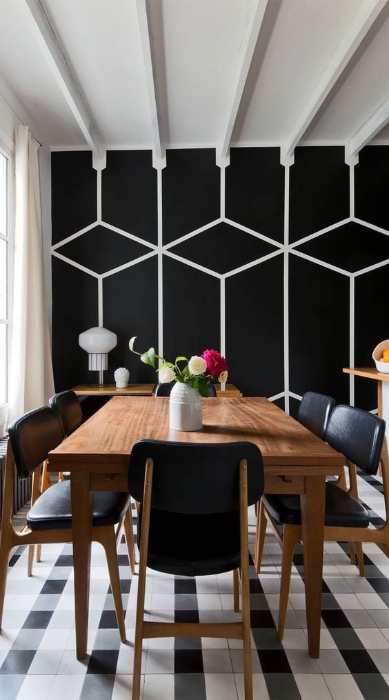 geometric prints dining room