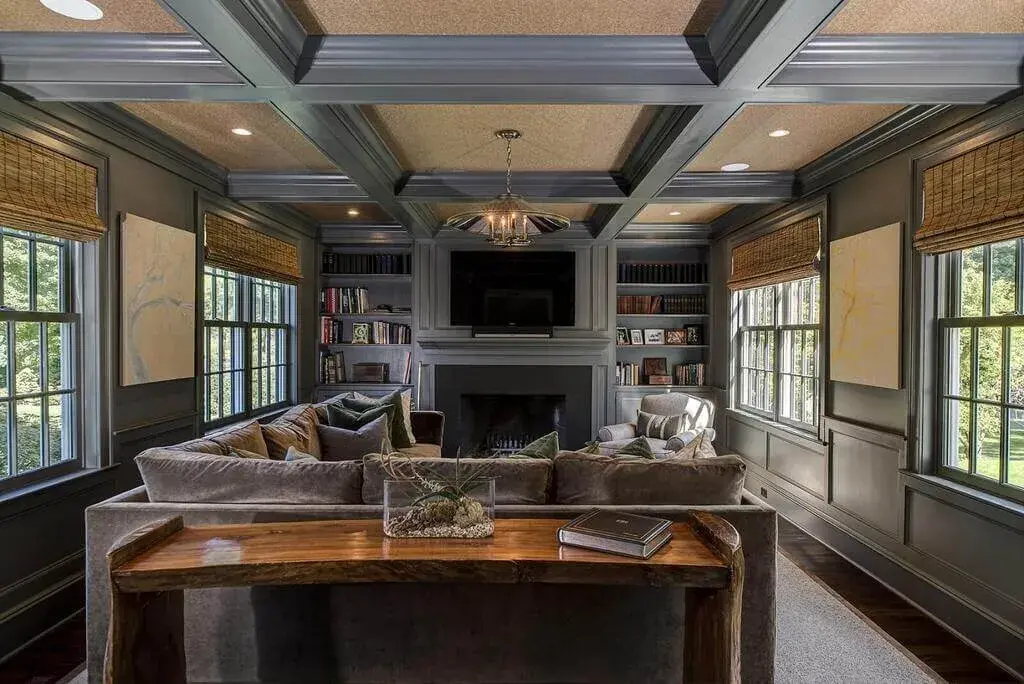 Shaded Coffered Ceiling Ideas for Living Room
