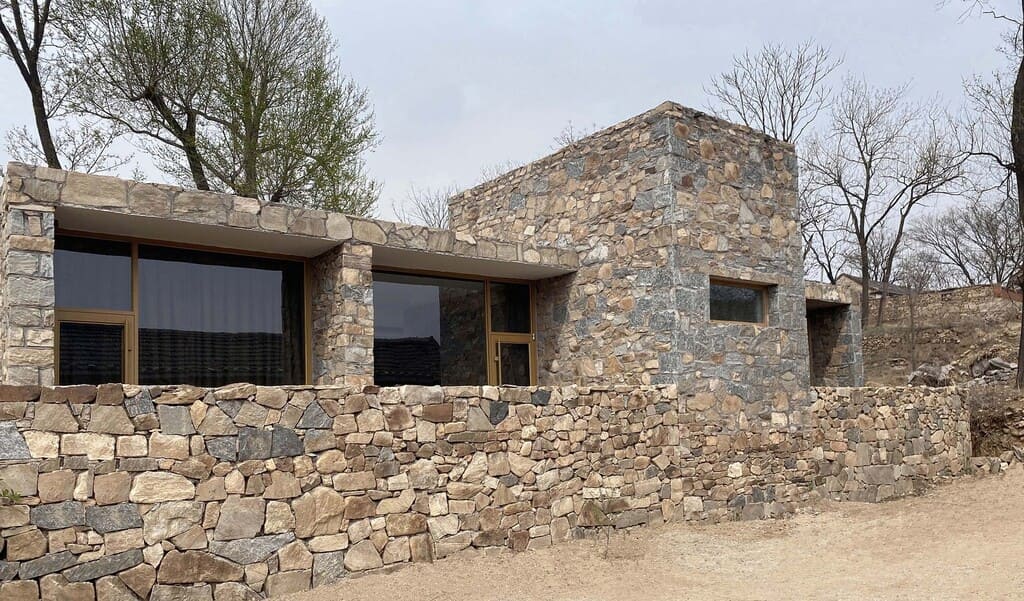 Village House Front Design With Stone