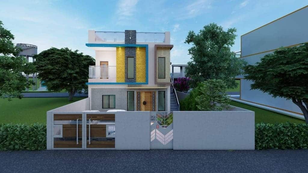 Elevated Small Village House Front Design