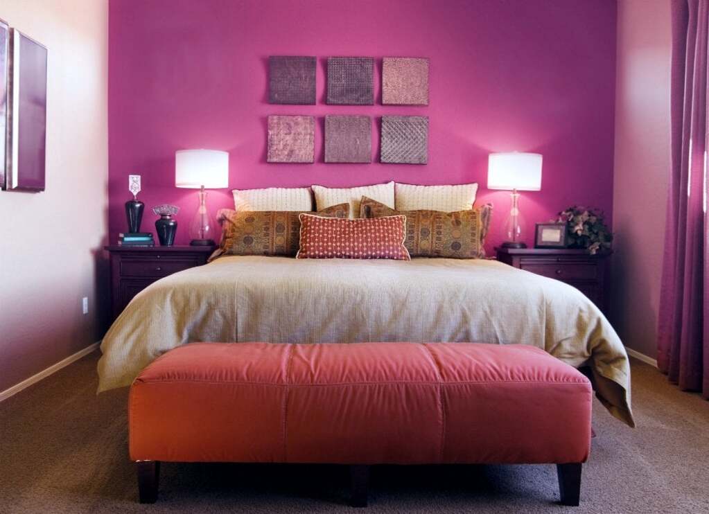 Pink Two Colour Combination for Bedroom Walls 