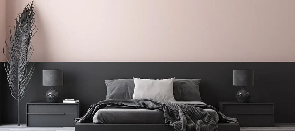 dual color pink two colour combination for bedroom walls