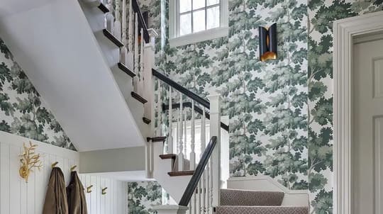 Leafy Staircase Wallpaper Ideas
