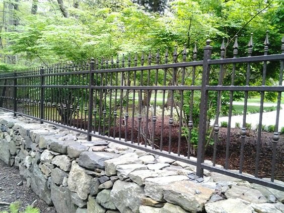 Stone Wall with Iron Fence idea