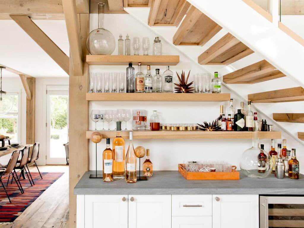 bar under the stairs