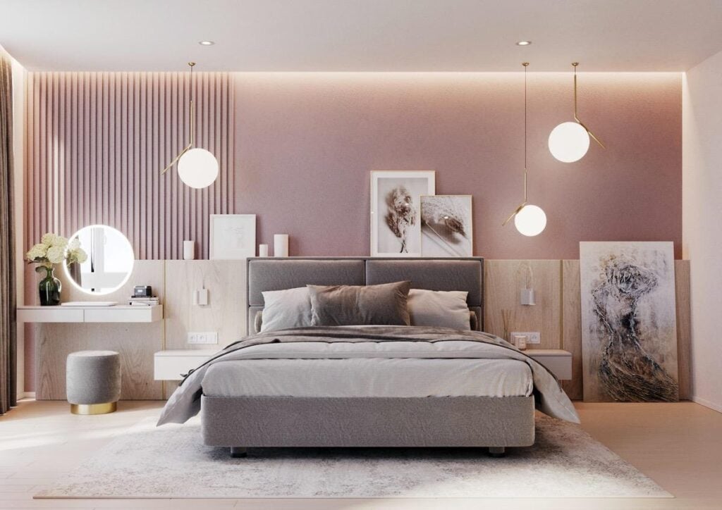 Blush pink color bedroom