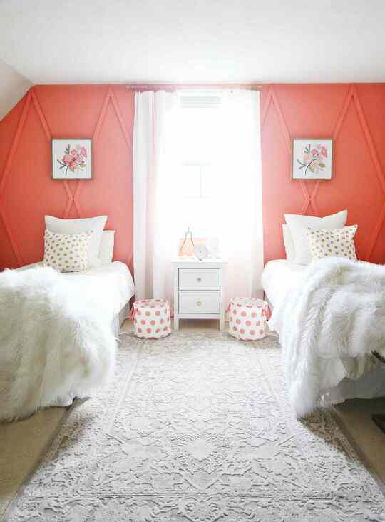 Coral color bedroom