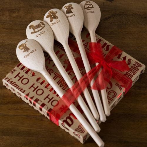Fabric covered wooden spoons