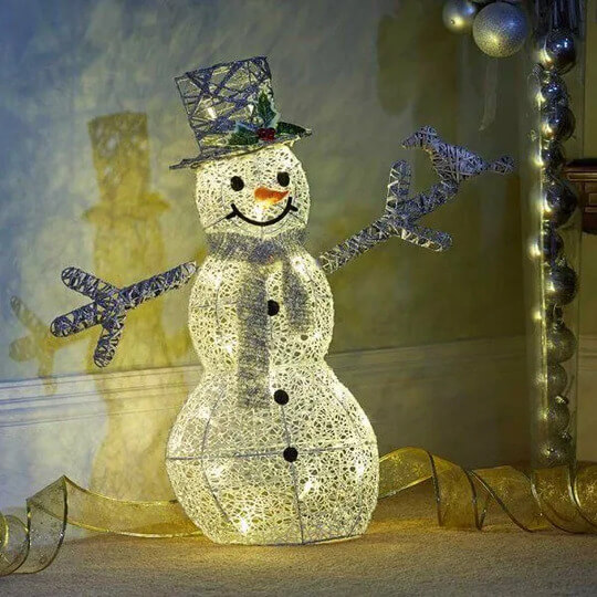 Light up Rattan Look Snowman