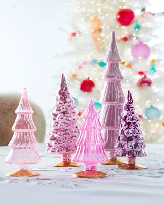 Pink Glass Mini Christmas Trees