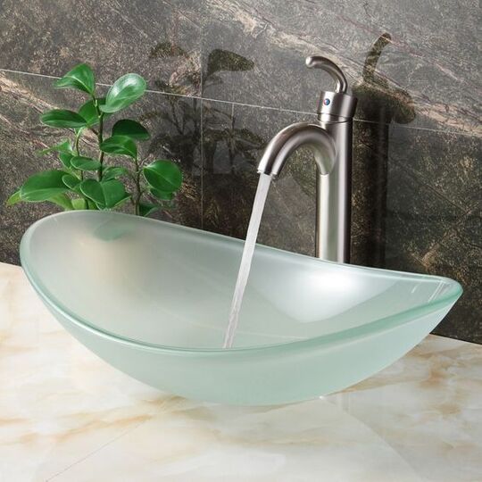 oval shaped frosted glass bathroom sink