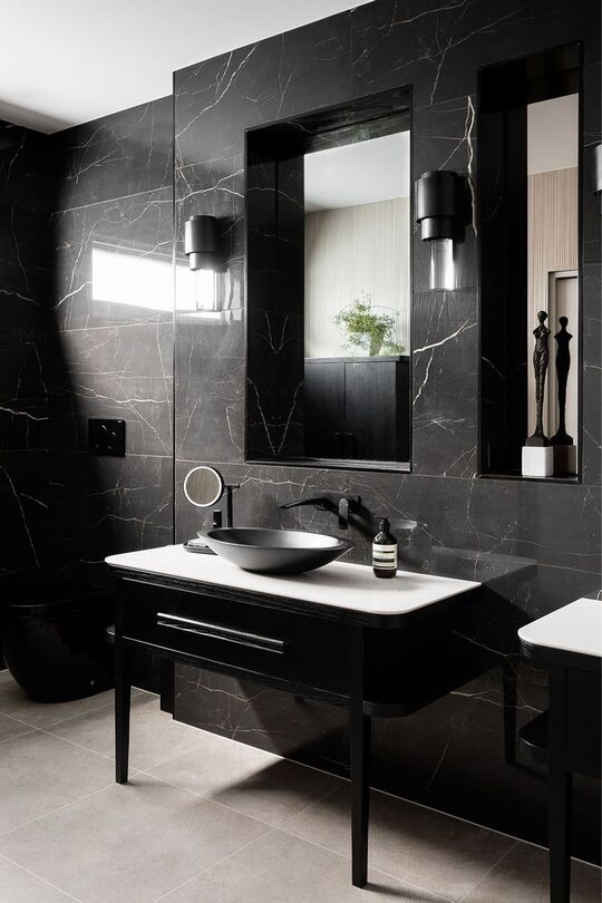 sleek black bathroom sink