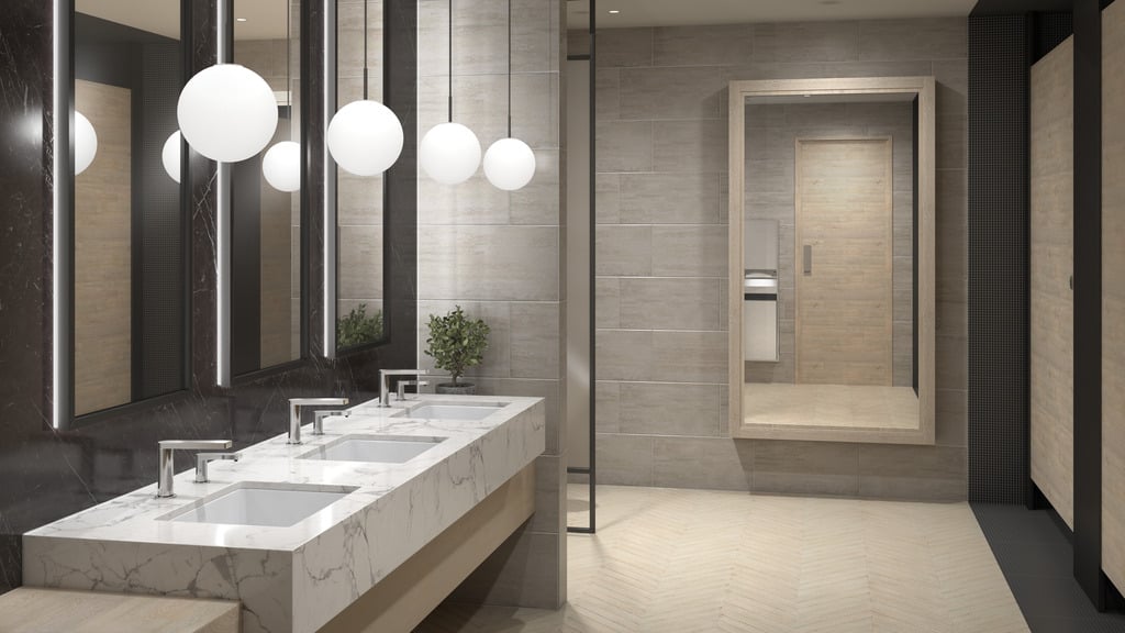 Efficent plumbing in commercial washrooms