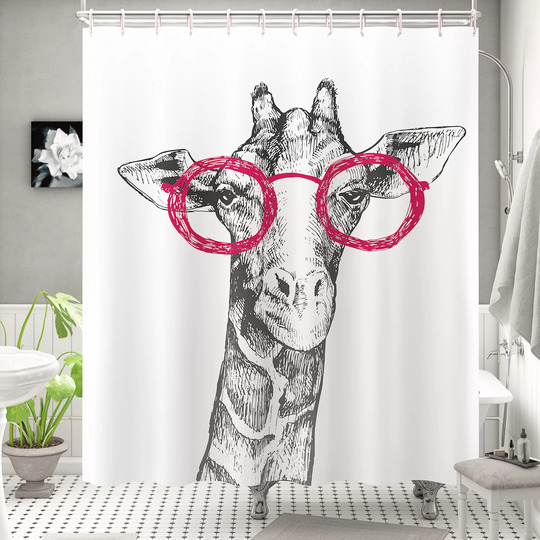 animal print shower curtain with hook