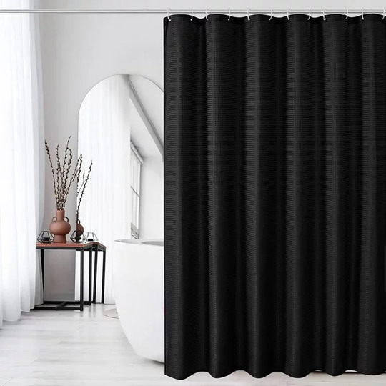 black Waffled Texture shower curtain