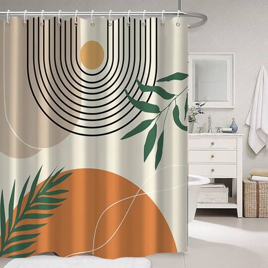 colorful shower curtain with boho look