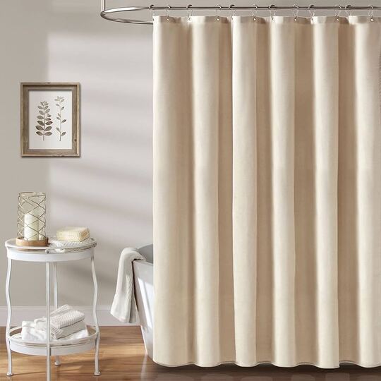 cream color shower curtain