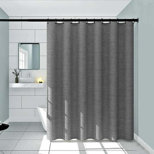 dark gray shower curtain with hook