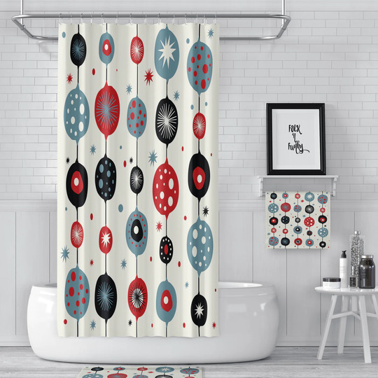 motif patterns in shower curtain