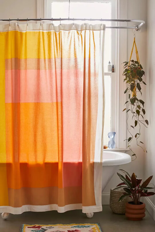 orange Color Block Shower Curtain